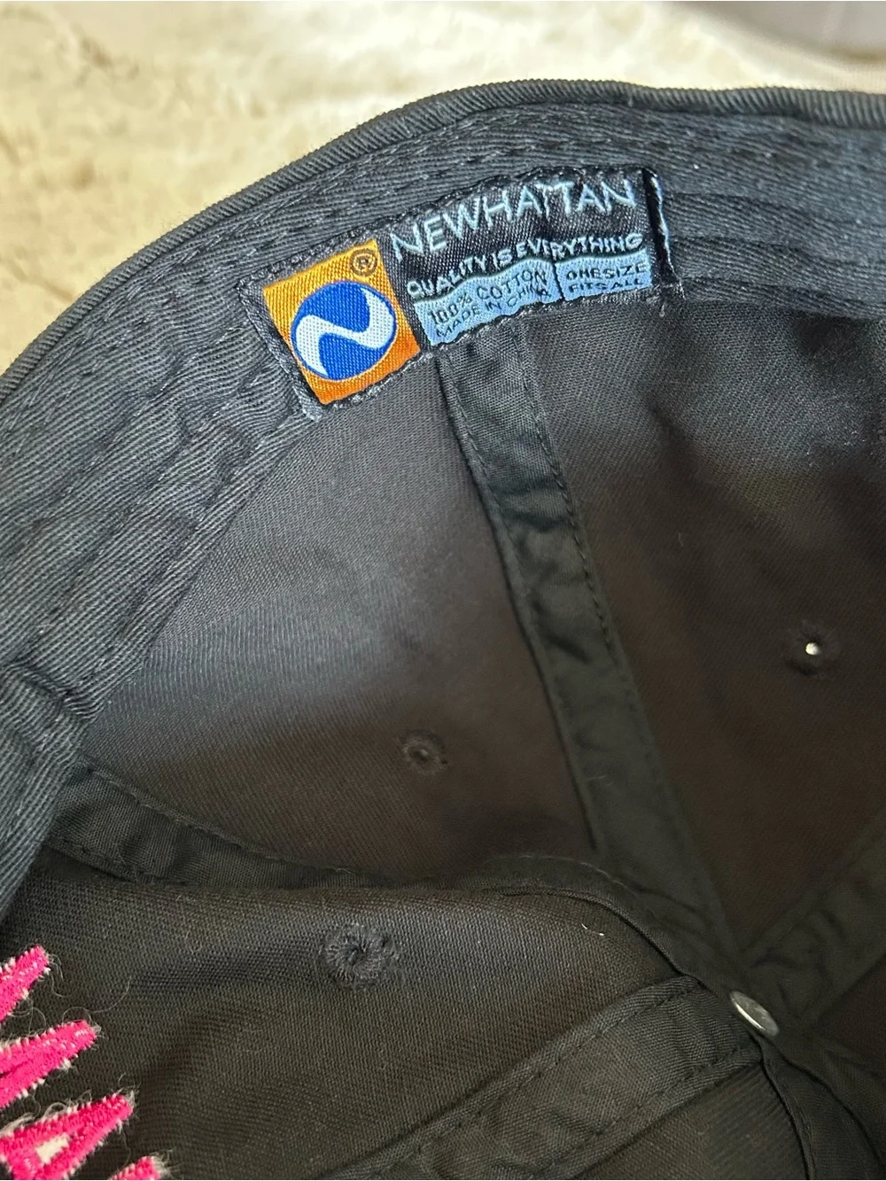 Newhattan Chatham, MA Cotton Hat Baseball Cap Adjustable Black and Pink NWOT